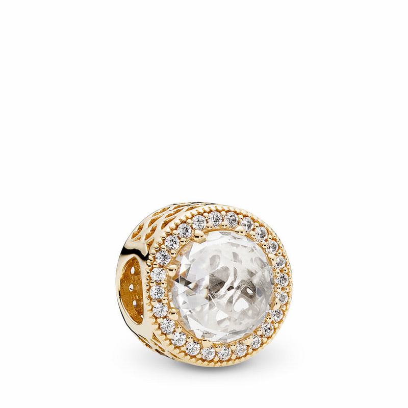 Pandora Radiant Hearts Charm - Yellow Gold 14 K/Cubic Zirconia - Canada | FD8417ZH